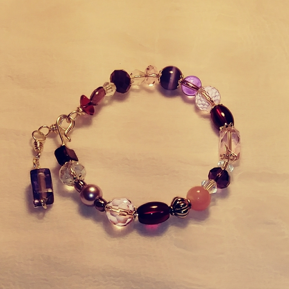 Beaded bangle bracelet (#23, purple)